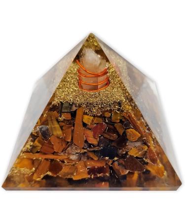 Lamare Orgonite Pyramid with Tiger Eye | Energetic Balance & Protection | Attract Happiness & Wealth | 2.4 (61 mm) | Positive Energy Against Negativity - Buy Online on GoSupps.com