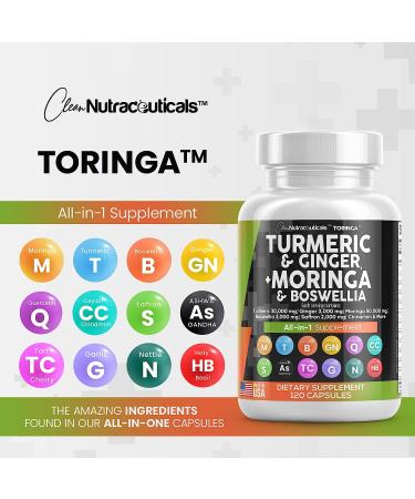 Turmeric Curcumin Joint Support Supplement with Ginger, Moringa, Boswellia, Saffron - 120 Caps - Made in USA - Buy Online on GoSupps.com