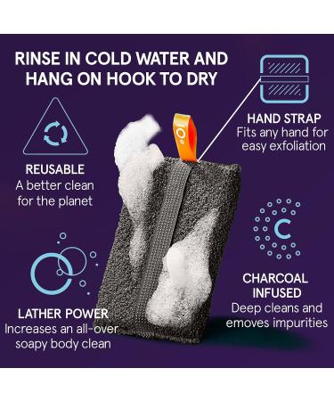 Cleanlogic Detoxify Charcoal Infused Exfoliating Body Scrubber - 3 Pack - Buy Online on GoSupps.com