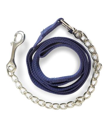 Guide for horses |Safe leading with iron chain & nylon handle |Guide suitable for stallion dogs pony donkey |Length 2.10 m (2x dark blue)