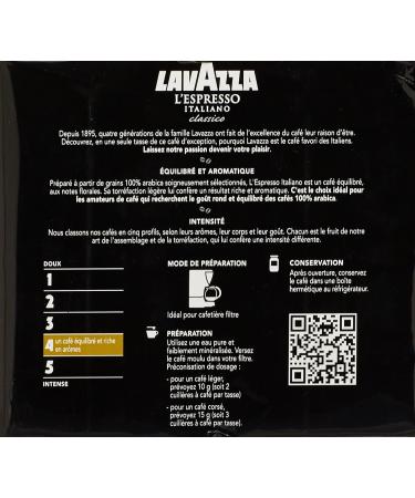 Lavazza Cafe moulu Espresso Italiano 100% Arabica (intensity 5) - Lot of 2x250g - Buy Online on GoSupps.com