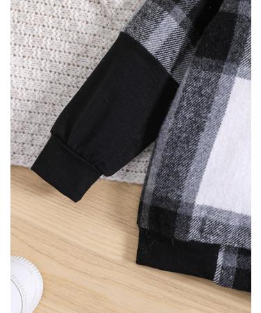 Qiraoxy Toddler Baby Boy Plaid Hoodie Sweatshirt Outfit Set | 5-6 Years | Black - Buy Online on GoSupps.com