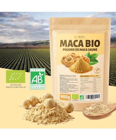 DETOX ORGANICA Maca Bio - 250g Poudre de Maca Jaune Bio - 100% Nature et Vegan - Racine du P rou riche en Vitamines et Min raux - Fertilit et Boost d'Energie - Qualit Premium 250 g (Lot de 1) - Buy Online on GoSupps.com
