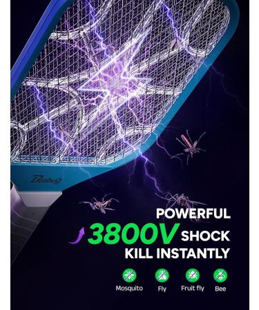 Buy Buzbug Electric Fly Swatter - 3800V Handheld Insect Zapper for Indoor Use (AA Battery Not Included) - SA002 Blue & White - Buy Online on GoSupps.com