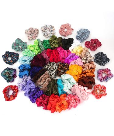 REJOL Elastic Hair Scrunchies for Women Mixed Colors and Pattern for All Type of Hairs and Fashionable Matching (100Pcs) 100 Count (Pack of 1)