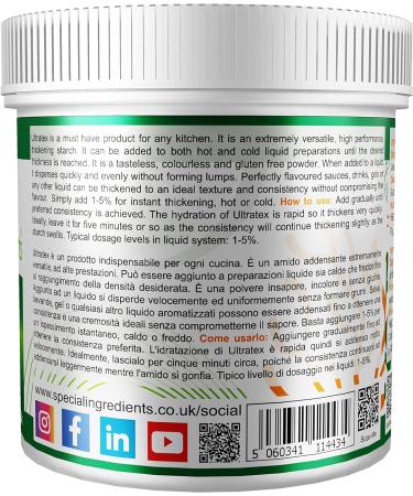 Special Ingredients Ultratex 10kg Gluten-Free Multi-Functional Highly Dispersible Instant Thickening Starch for use in Both Hot and Cold Applications Recyclable Container Ultratex 10 kg (Pack of 1) - Buy Online on GoSupps.com