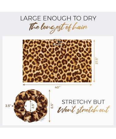 THE PERFECT HAIRCARE Microfiber Hair Towel Wrap + 2 Smooth Large Hair Drying Tie for Wet Hair - Anti-Frizz Gentle Absorbent Hair Scrunchies or Face Washing Wristband Leopard - Buy Online on GoSupps.com