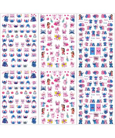 Lilo and Stitch Nail Art Stickers - 6 Sheets, Self-Adhesive Cartoon Design Decals for DIY Nail Decoration - Buy Online on GoSupps.com