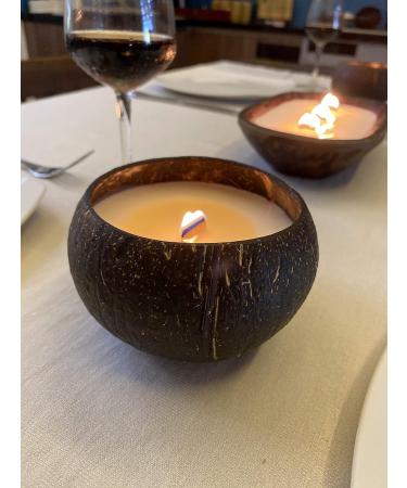 Jasmine Scented Coconut Bowl Candle | 14oz Premium Soy | Eco-Friendly Aromatherapy & Home D cor | Wood Wicked Natural Coconut Shell Candle - Buy Online on GoSupps.com