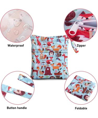 Dioxide Diaper Pocket Wetbag | Waterproof Reusable Laundry Bag for Baby Travel Fitness - Fox Design (2PCs) - Buy Online on GoSupps.com