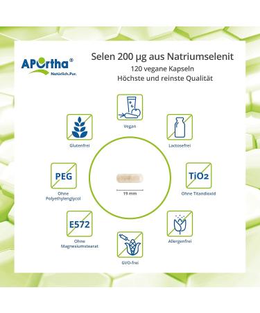 Aportha Selenium 120 Vegan Capsules - High Dose 200 g Sodium Selenite Allergen-Free & Easy to Swallow - Vegan & Gluten-Free Supplement - Buy Online on GoSupps.com