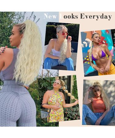 Ponytail Extensions Blonde Long Wrapped Hairpiece Ponytail Natural Synthetic Hair Hair Extensions for Women Afro Braid Ponytail Approx. 60 cm 095C - Buy Online on GoSupps.com