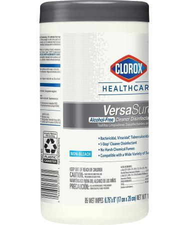 CloroxPro Healthcare Versasure Cleaner Disinfectant Wipes - Alcohol-Free, Healthcare & Industrial Cleaning - 85 Count Canister - Buy Online on GoSupps.com