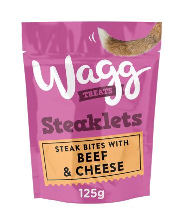 Wagg Steaklets Steak Bites Beef & Cheese Dog Treats 125g (Pack of 7) - Oven Baked Wagg Dog Steaklets Single