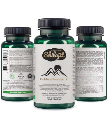 Buy Golden Mountains Shilajit Vegan 90 Capsules | 500 mg Pure Altai Premium Minerals for Optimal Health - Buy Online on GoSupps.com