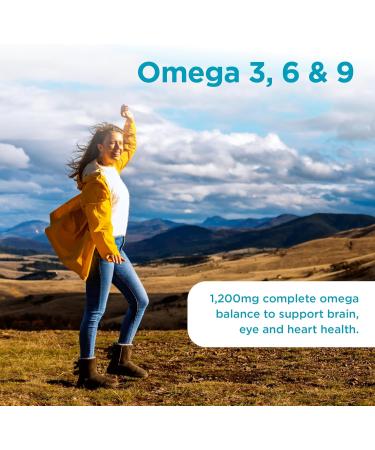 Healthspan Super Strength Omega 3 6 & 9 1200mg (90 Capsules) | Brain, Eye & Heart Health | Premium Fish, Borage & Olive Oils - Buy Online on GoSupps.com