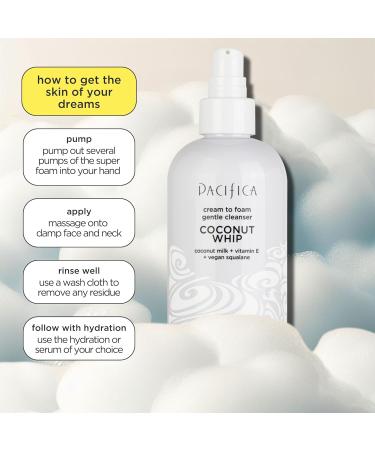 Pacifica Beauty Coconut Whip Cream to Foam Cleanser - Vegan Facial Cleanser with Vitamin E & Squalane - Hydrating & Purifying Skincare 8 fl oz - Buy Online on GoSupps.com