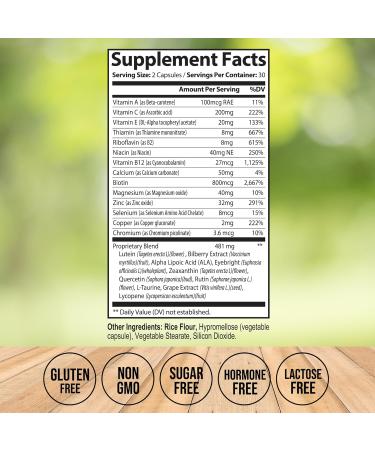 Vision Plus Complete Eye Supplements for Adults Eye Vitamins for Seniors with Lutein Bilberry and Zeaxanthin Eye Vitamin and Mineral Supplement for Clarity and Sight Care 60 Capsules - Buy Online on GoSupps.com