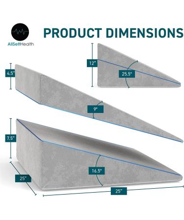 Adjustable 3-in-1 Bed Wedge Pillow with Memory Foam Support | 4.5 7.5 & 12 Inches | Acid Reflux Anti Snore | Machine Washable - Buy Online on GoSupps.com