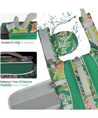 Vivaglory Dog Rescue Vest with Removable Front-Wheel Drive - Reflective Comfortable for Swimming & Boating - Green Size S (43-53cm Chest) - Buy Online on GoSupps.com