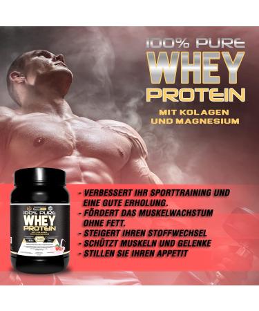 Healthy Fusion Whey Protein - Pure Collagen & Magnesium Infused | Boost Muscle Mass & Training Performance | 1000g Strawberry Flavor - Buy Online on GoSupps.com