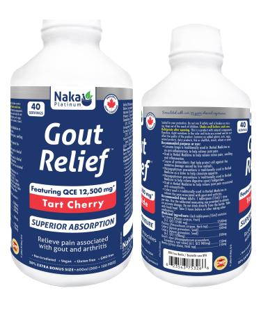 Naka Platinum Gout Relief Featuring QCE 12 500 mg - Tart Cherry SUPERIOR ABSORPTION Relieve pain associated with gout and arthritis Made in Canada (600ml) 600 ml (Pack of 1)