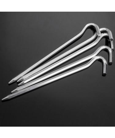 Aluminium Camping Tent Pegs with Hook - 7 Hexagon Nail Spike Stakes for Canopies and Garden - Silver - Buy Online on GoSupps.com