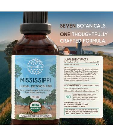 HerbEra Mississippi Herbal Detox Blend - USDA Organic Extract Made in USA | Immune & Liver Support Liquid Drops | Astragalus Burdock Dandelion Root Ginger Milk Thistle | 2 fl oz - Buy Online on GoSupps.com