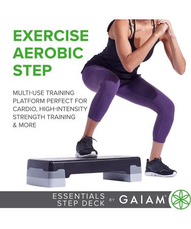 Gaiam Essentials Exercise Step Platform Aerobic Stepper Bench  Fitness Equipment Workout Deck with Adjustable Riser Height & Non Slip Textured Surface  Black - Buy Online on GoSupps.com
