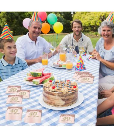 40 Pink Napkins for 40th Birthday Celebration | 40 Pieces 33x33cm Paper Napkins for Party Decorations - Buy Online on GoSupps.com