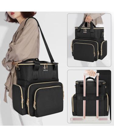 BAFASO Double Layer Nail Polish Organizer - Holds 70 Bottles - Nail Dryer Case with Pouches & Tools Storage - Black - Buy Online on GoSupps.com