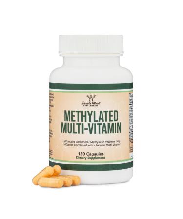 Methylated Multivitamin (Methylated and Activated Vitamins Only - Methylated B Complex with Trimethylglycine (TMG) and Methylfolate)(Non-GMO Gluten Free MTHFR Supplement) 120 Capsules by Double Wood