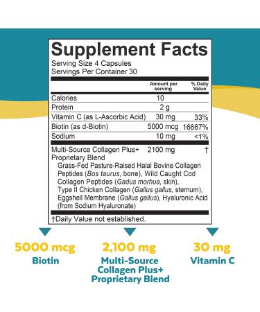 Viva Naturals Multi Collagen Pills - 120 Capsules | Premium Collagen Supplements - Buy Online on GoSupps.com