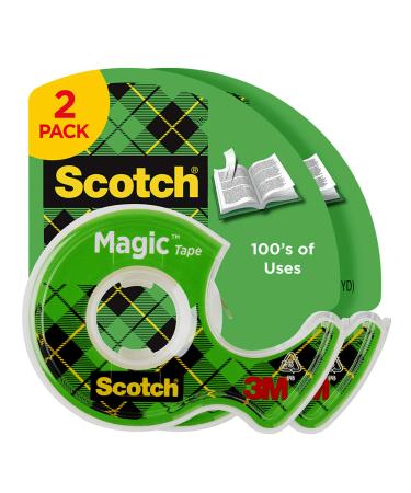 Scotch Brand Magic Tape  Numerous Applications  Engineered for Repairing  1/2 x 750 Inches  2 Dispensered Rolls (119SDM-2)
