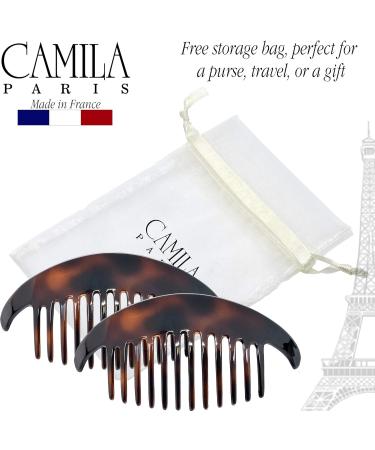 Camila Paris CP2430/2 French Hair Side Combs Tortoise Shell Interlocking Combs French Twist Hair Combs Strong Hold Hair Clips for Women Bun Chignon Up-Do Styling Girls Hair Accessories Made in France - Buy Online on GoSupps.com