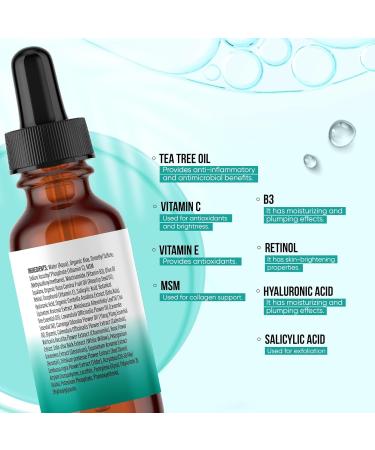 Tea Tree Pro Serum for Clear Skin | Tea Tree Oil Vitamin C Salicylic Acid Niacinamide & Retinol - 1fl oz - Buy Online on GoSupps.com