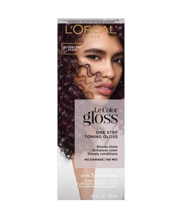 L'Oreal Paris Le Color Gloss One Step In-Shower Toning Hair Gloss  Neutralizes Brass  Conditions & Boosts Shine  Iridescent Plum Purple  4 Ounce Deep Plum 4 Fl Oz (Pack of 1)