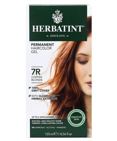 Herbatint Permanent Haircolor Gel, 7R Copper Blonde, Alcohol Free, Vegan, 100% Grey Coverage - 4.56 oz