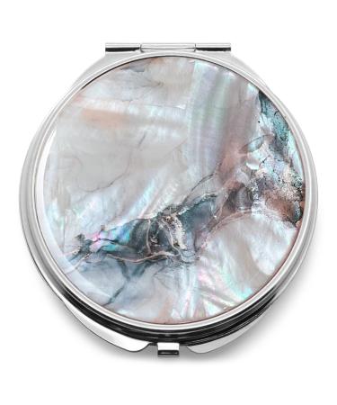 MADDesign Mother of Pearl Compact Makeup Travel Mirror Marble Gold Design