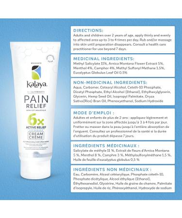 KaLaya 6X Extra Strength Pain Relief Cream for Arthritis Joints Muscle Back Neck Shoulder Hand and Knee Pain - Medically formulated with 6 Natural Active Pain Blocking & Anti inflammatory Ingredients (120g) 120 g (Pack of 1) - Buy Online on GoSupps.com