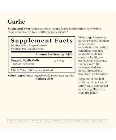 Tradewind Naturals Whole Bulb Garlic Extra Strength (500 mg) Heart and Immune Support Pure, Vegan, Non-GMO 90 Vegan Capsules - Buy Online on GoSupps.com
