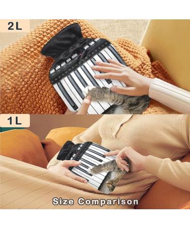 Funny Cat with Piano Heat Bottle | 1L Transparent Hot Water Bottle for Pain Relief & Warmth | Perfect Winter Hand & Foot Warmer - Buy Online on GoSupps.com