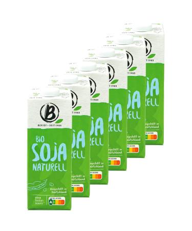 Berief - Pack of 6 Organic Soya Natural 1 litre - Soya drink 100% plant-based Vegan without added sugar