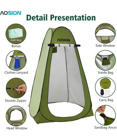 Portable Changing Room & Shower Tent for Camping & Hiking | AOSION Privacy Shelter with Carrying Bag | Green - Buy Online on GoSupps.com