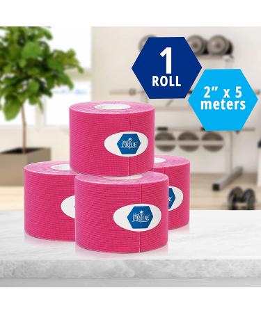Medpride Latex-Free Kinesiology Tape 2 x 16.4 Feet - Pink - Pain Relief & Muscle Support Tape for Knee, Joints, and Injuries - Buy Online on GoSupps.com