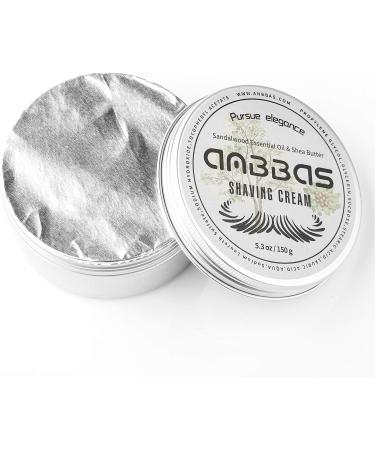 Anbbas 5.3oz Shaving Cream for Men and Women - Sensitive Skin Wet Shave Cream with Sandalwood & Shea Nut Essential Oils - Buy Online on GoSupps.com