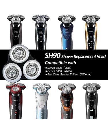 BOENIX SH90 Electric Shaver Replacement Heads for Philips Norel*o 9000/8000 Series - Compatible with 9XXX 8XXX Models - SH90-Whole - Buy Online on GoSupps.com