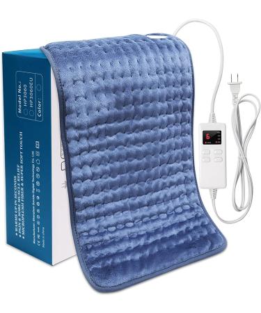 Heating Pad for Back Pain Relief Neck Shoulders and Cramps Relief Therapy  12 x 24 6 Fast Heating Settings with Machine Washable  2h Auto-Off Moist & Dry Soft Heated Pad Blue 12 x 24