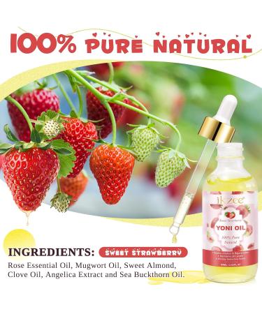 Yoni Oil for Women - Natural PH Balanced Feminine Moisturizer | Strawberry Essential Oil | 2 fl oz - Odor Removal & Body Hydration - Buy Online on GoSupps.com