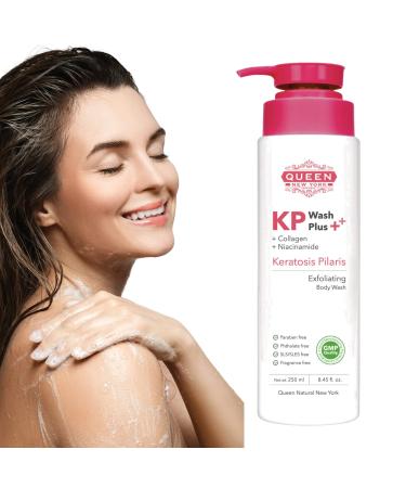 QUEEN KP WASH | Body Keratosis Pilaris Exfoliating Body Wash Plus Collagen Niacinamide |15% Glycolic Acid 2% Salicylic Acid Reduces Rough & Red Bump Gets Rid Of Redness-Fragrance Free